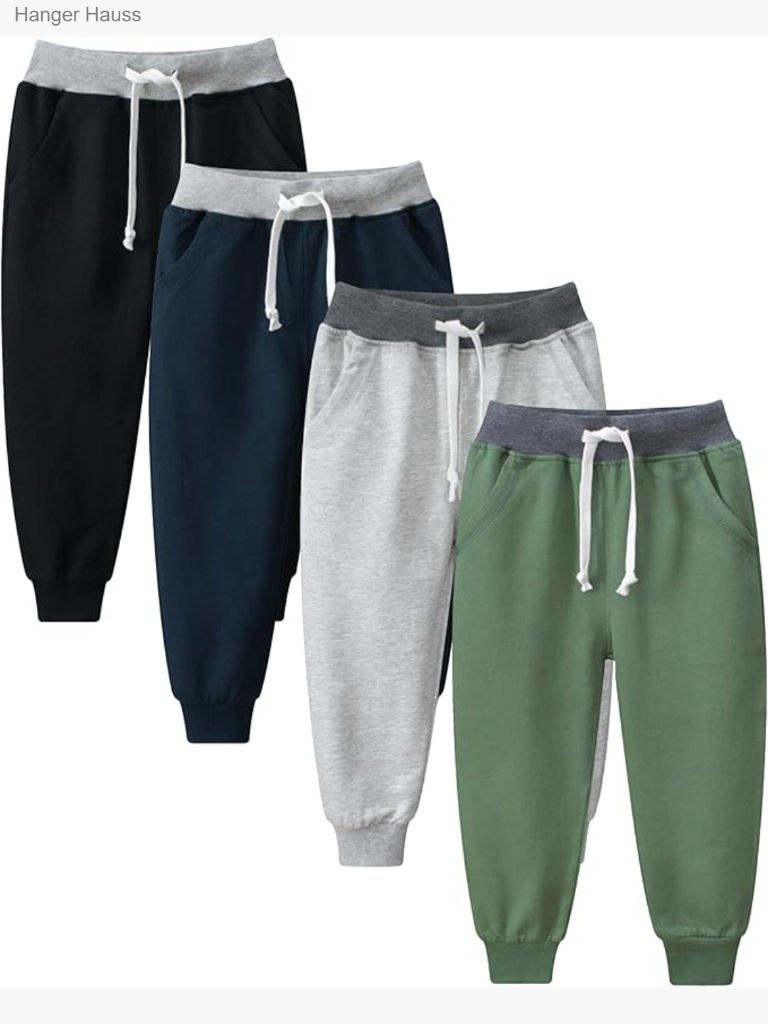 Toddler Boys Jogger Pants Cotton Sweatpants With Pockets Drawstring 4 Pack